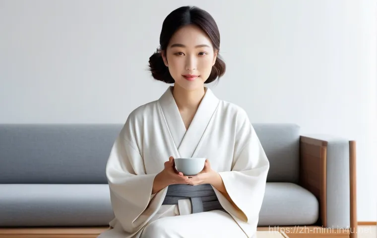 미미의 일본 내 성공 요소 - **Prompt: "A serene and elegantly dressed Japanese woman in her late 20s is sitting comfortably in a...