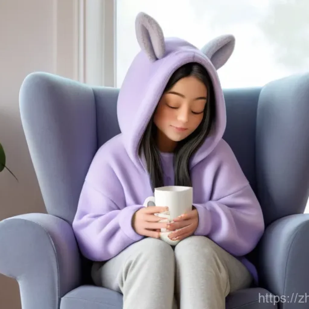 미미 캐릭터 제작자 인터뷰 - **Prompt:** A cozy, digital illustration of Mimi, a cute and slightly goofy character, sitting comfo...