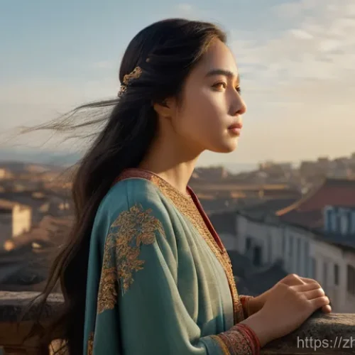 미미와 영화화 가능성 분석 - A poignant, cinematic portrait of a young woman, approximately 20-25 years old, with an expression o...