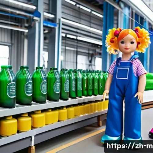 미미 캐릭터의 환경친화적 제작 - **Prompt:** A vibrant and futuristic manufacturing facility, exceptionally clean and well-lit. In th...